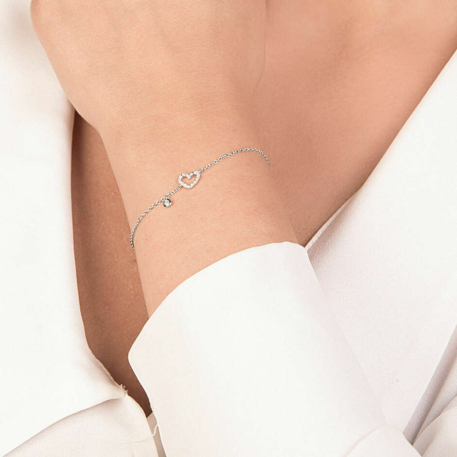Bracciale Mirco Visconti in oro bianco con cuore pendente e diamanti