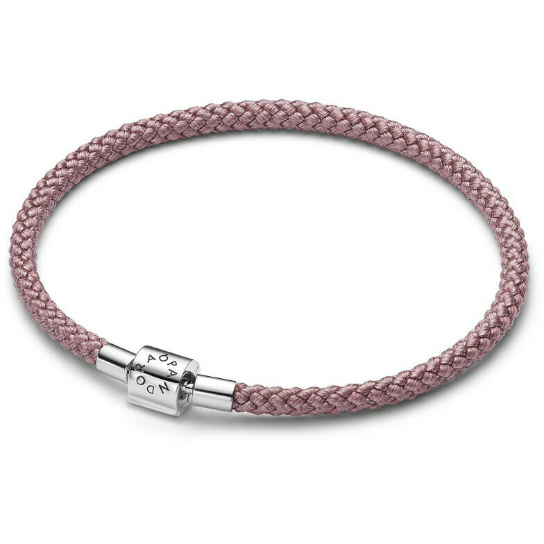 Bracciale Pandora in Corda Rosa con Chiusura a Barile