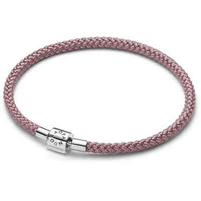Bracciale Pandora in Corda Rosa con Chiusura a Barile