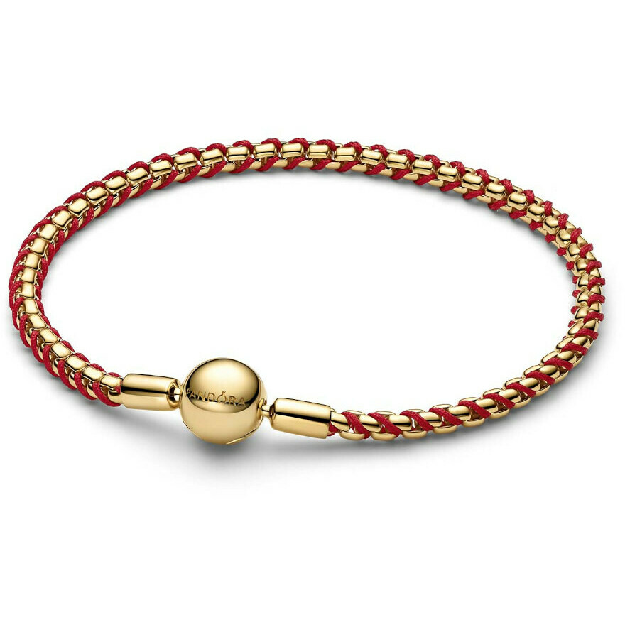 Bracciale Pandora Intreccio tessuto Rosso placcato oro