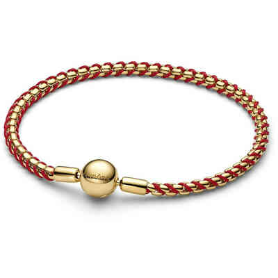 Bracciale Pandora Intreccio tessuto Rosso placcato oro