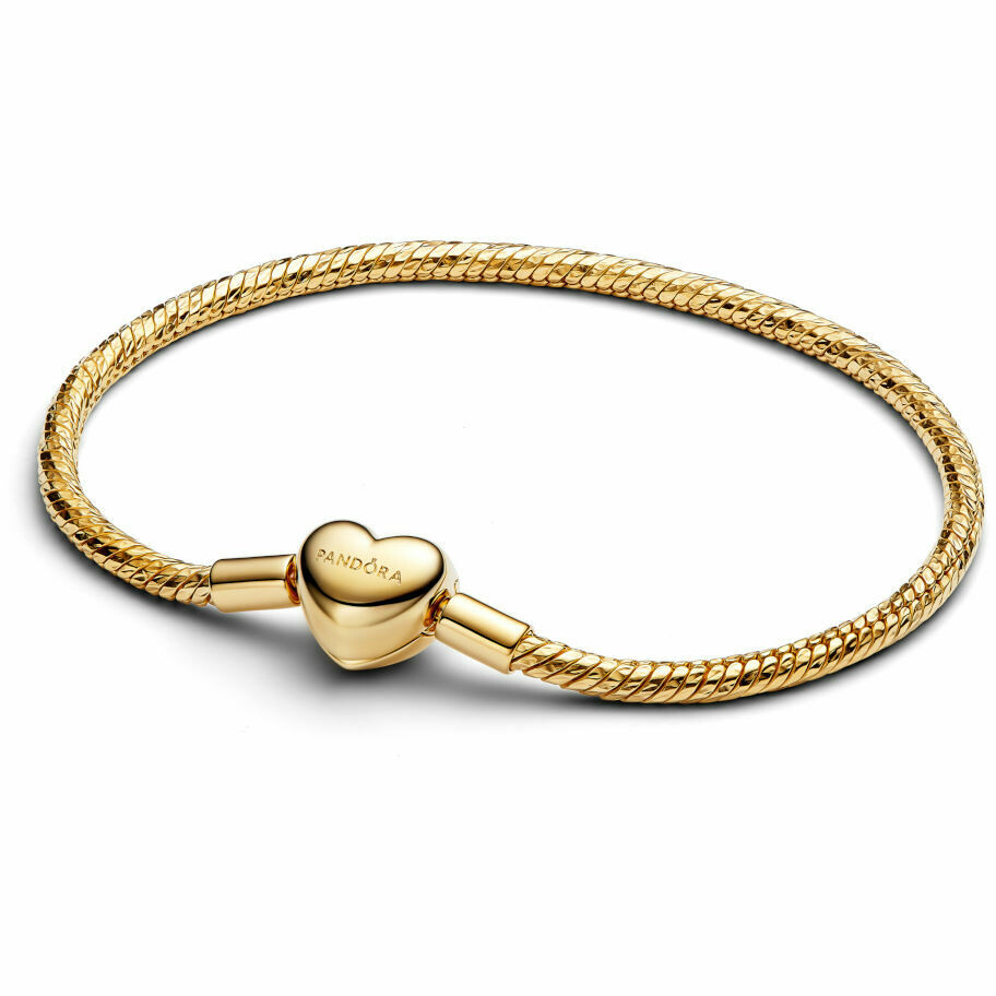 Bracciale Pandora Maglia Snake Sfaccettata con Chiusura a Cuore placcato oro