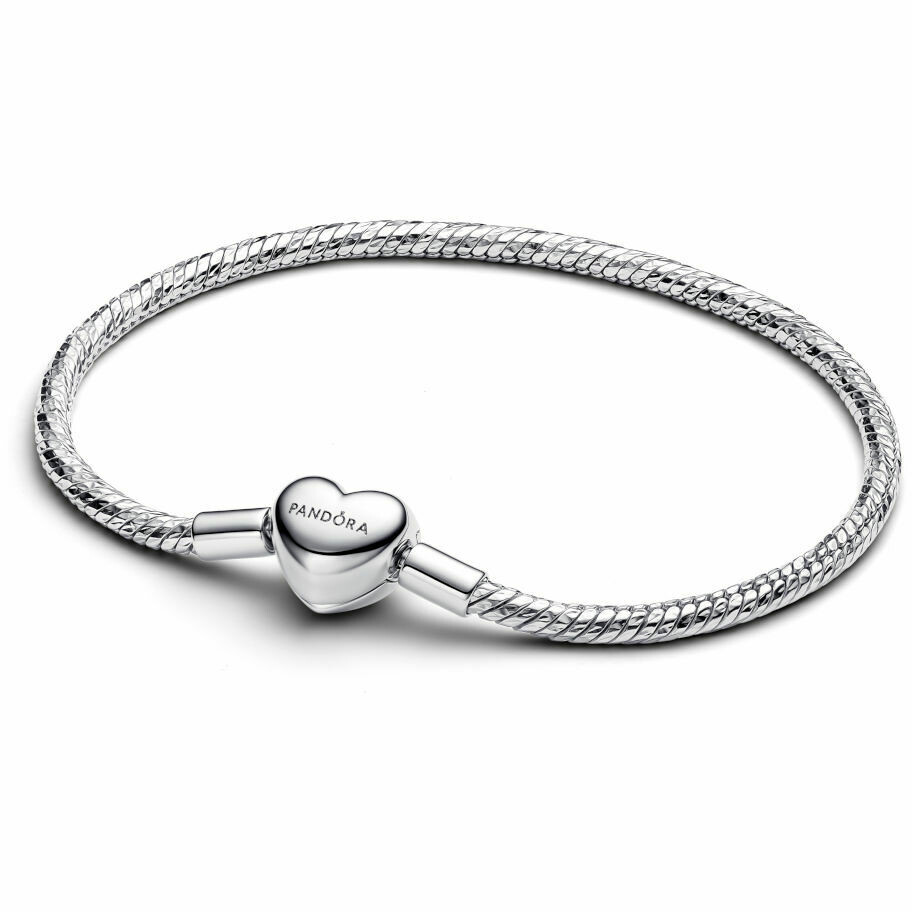 Bracciale Pandora Maglia Snake Sfaccettata con Chiusura a Cuore