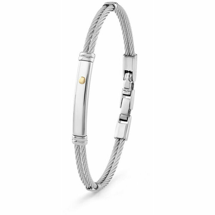 Bracciale rigido Bliss da uomo in acciaio e oro giallo
