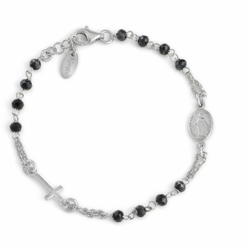 Bracciale rosario Amen cristalli neri