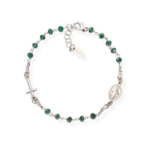 Bracciale Rosario in Argento e cristalli Verde Amen Bracciale Rosario in Argento e cristalli Verde Amen