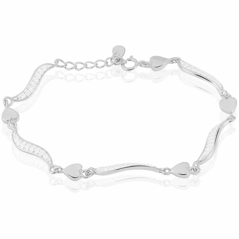 Bracciale Stroili cuori e onde in argento e zirconi