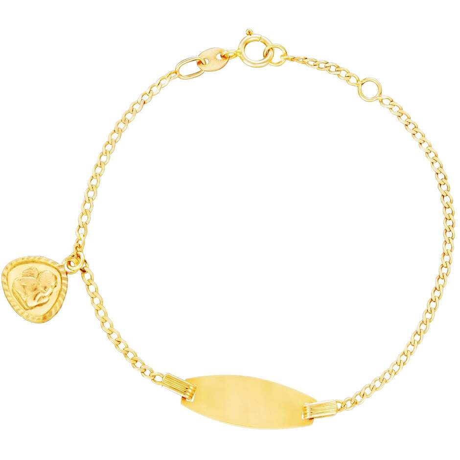 Bracciale Stroili in oro giallo con targa e pendente angelo