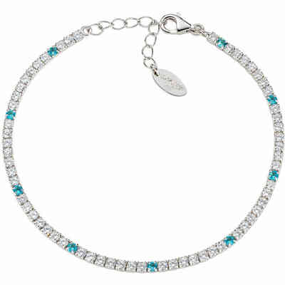 Bracciale Tennis Amen con Zirconi bianchi e acquamarina Bracciale Tennis Amen con Zirconi bianchi e acquamarina