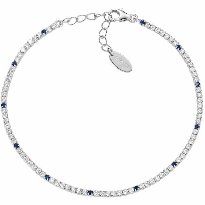 Bracciale Tennis Amen con zirconi Bianchi e Blu 1,5 mm