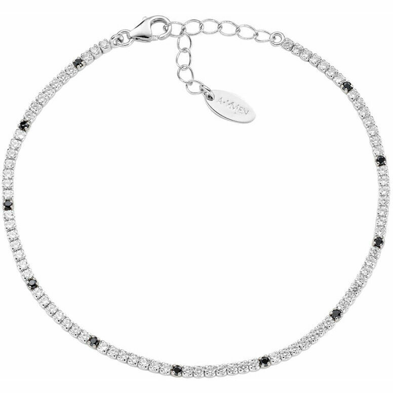 Bracciale Tennis Amen con zirconi Bianchi e Neri 1,5 mm