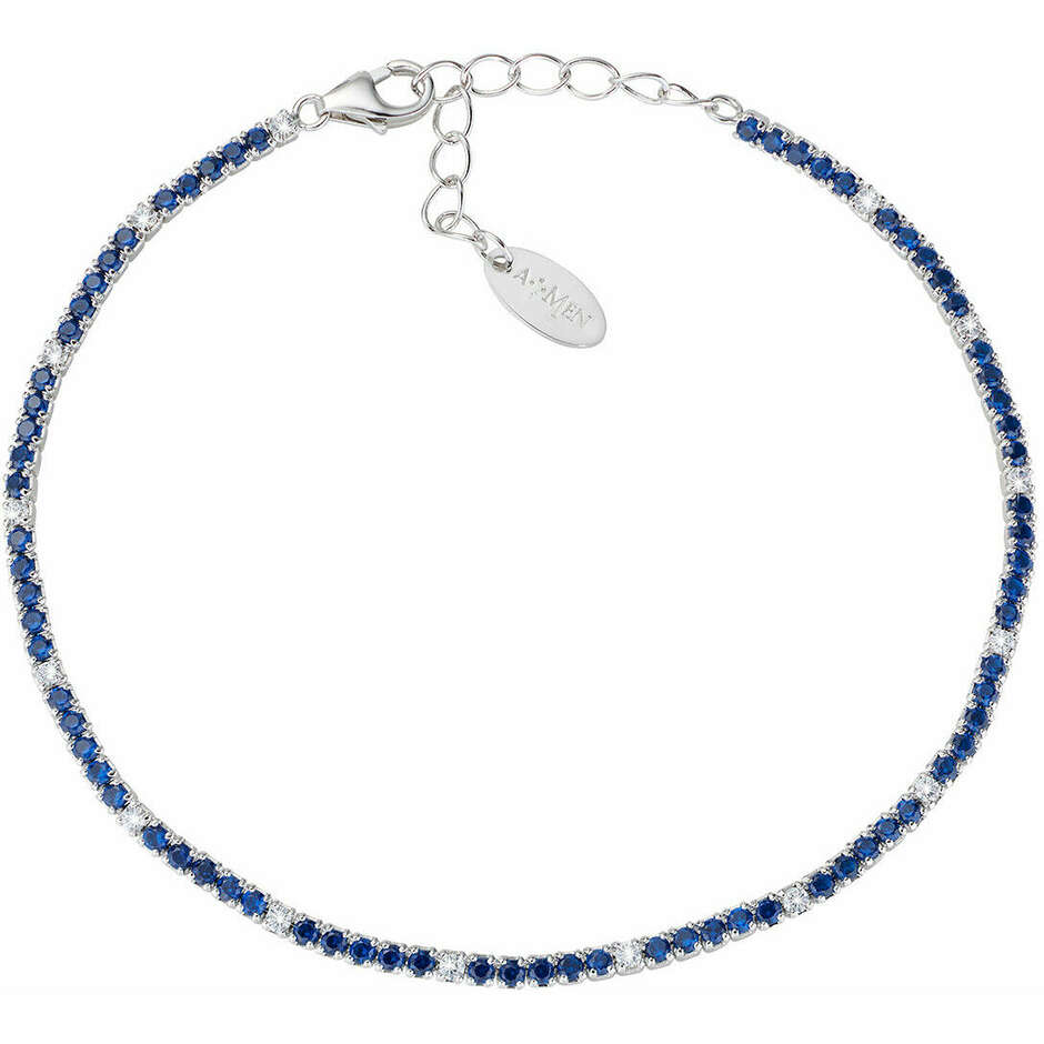 Bracciale Tennis Amen con zirconi Blu e Bianchi 1,5 mm