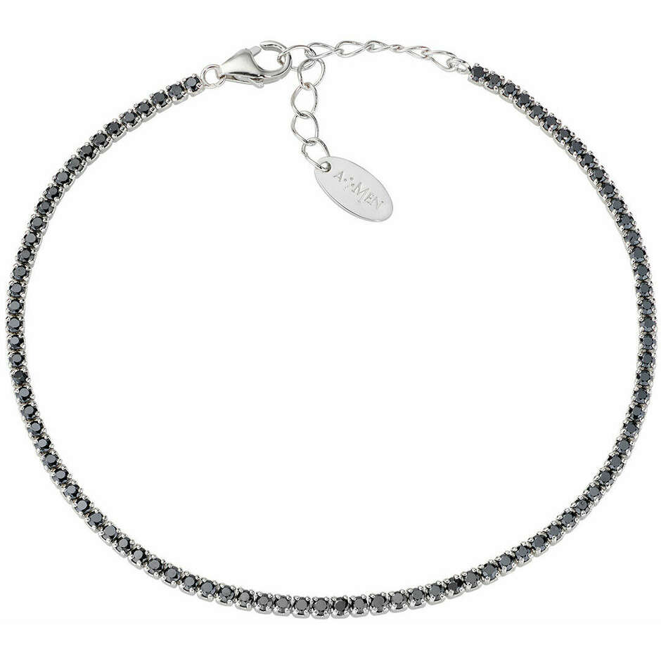 Bracciale Tennis Amen con zirconi Neri 1,5 mm