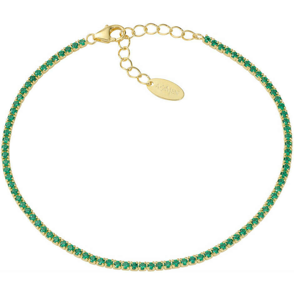 Bracciale Tennis Amen dorato con zirconi Verdi 1,5 mm