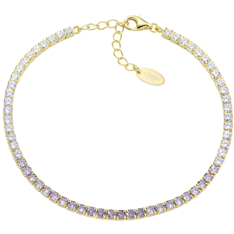 Bracciale Tennis Amen dorato degradè viola 2,5 mm