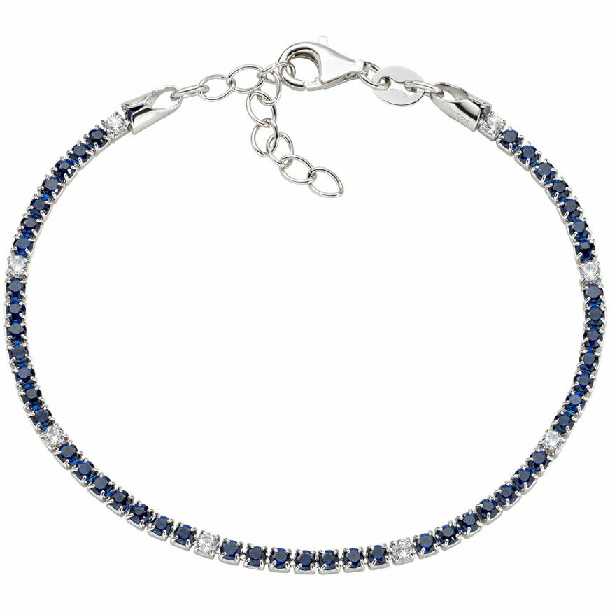 Bracciale Tennis Amen in argento e zirconi blu