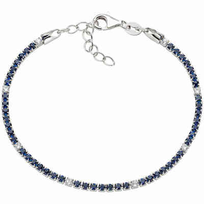 Bracciale Tennis Amen in argento e zirconi blu