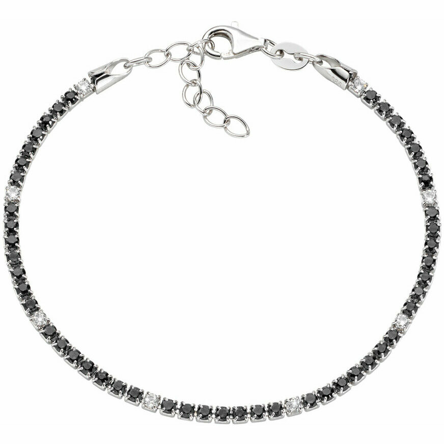 Bracciale Tennis Amen in argento e zirconi neri