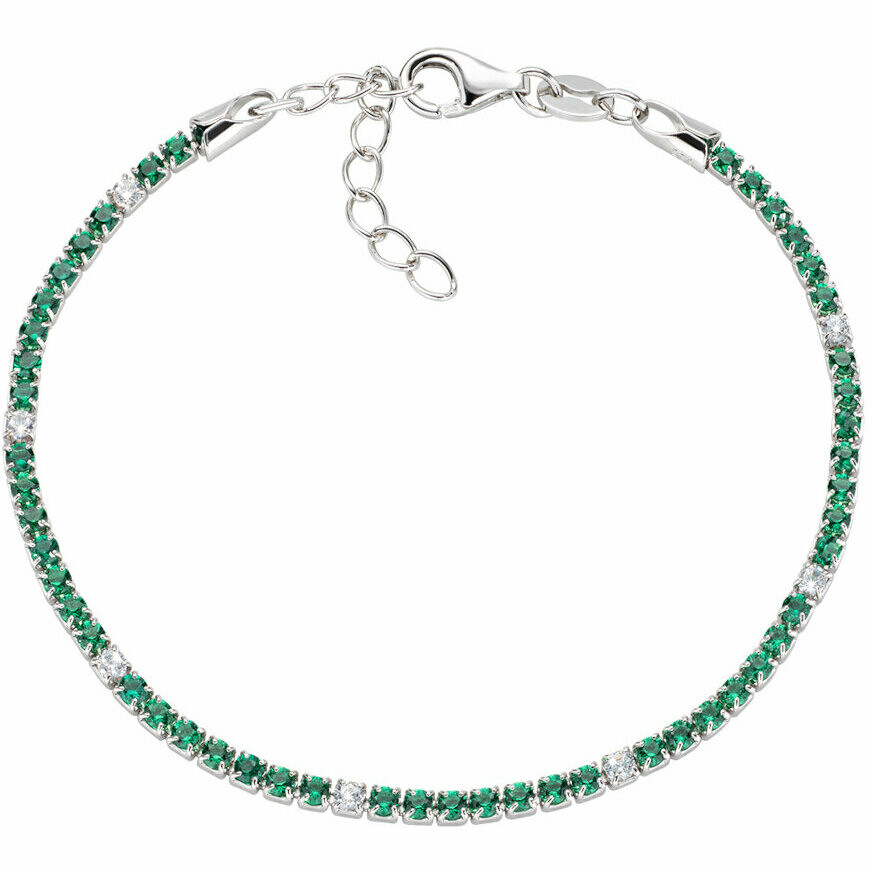 Bracciale tennis Amen in argento e zirconi verde smeraldo