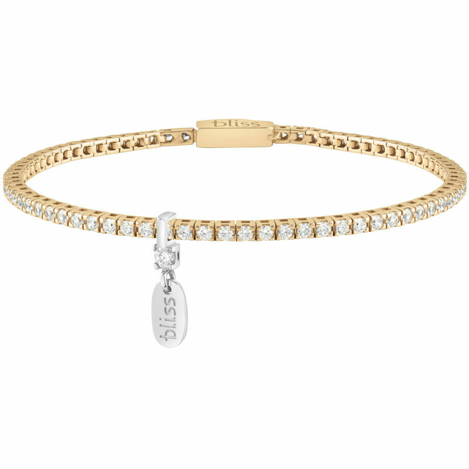 Bracciale Tennis Bliss in argento dorato e zirconi bianchi 17,5cm
