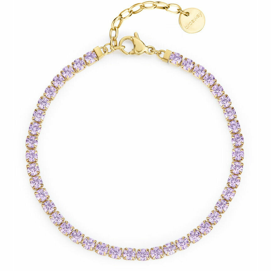 Bracciale tennis Brosway Desideri in acciaio dorato e zirconi ametista