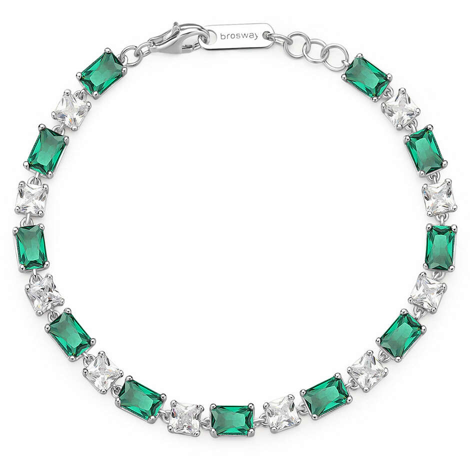 Bracciale tennis Brosway Fancy in argento e zirconi verdi e bianchi