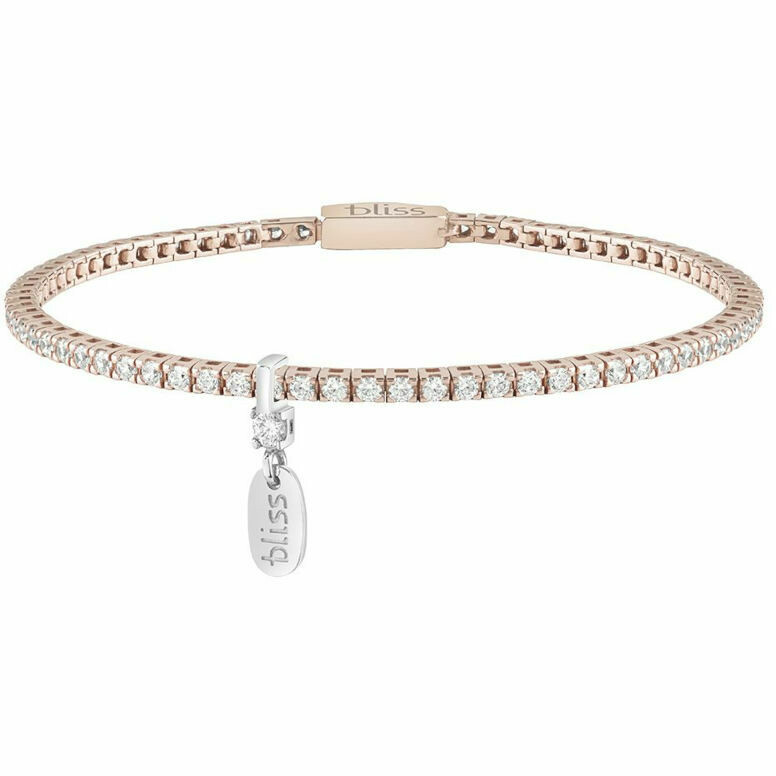 Bracciale Tennis in argento rosa e zirconi bianchi 18,5 cm