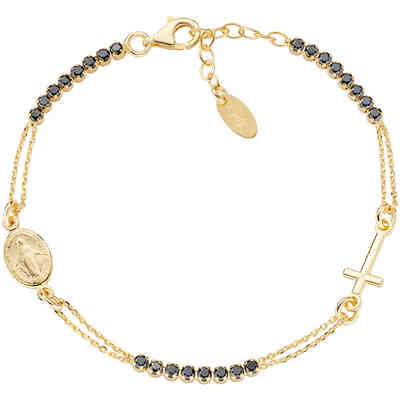 Bracciale tennis rosario Amen in argento dorato e zirconi neri Bracciale tennis rosario Amen in argento dorato e zirconi neri
