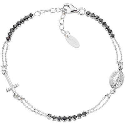 Bracciale tennis rosario Amen in argento e zirconi neri Bracciale tennis rosario Amen in argento e zirconi neri