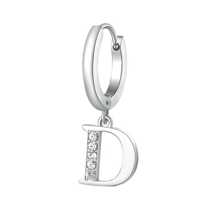 Brosway CHAKRA single earring in steel with letter D and crystals