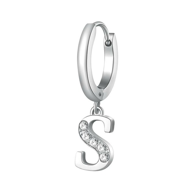 Brosway CHAKRA single earring in steel with letter S and crystals