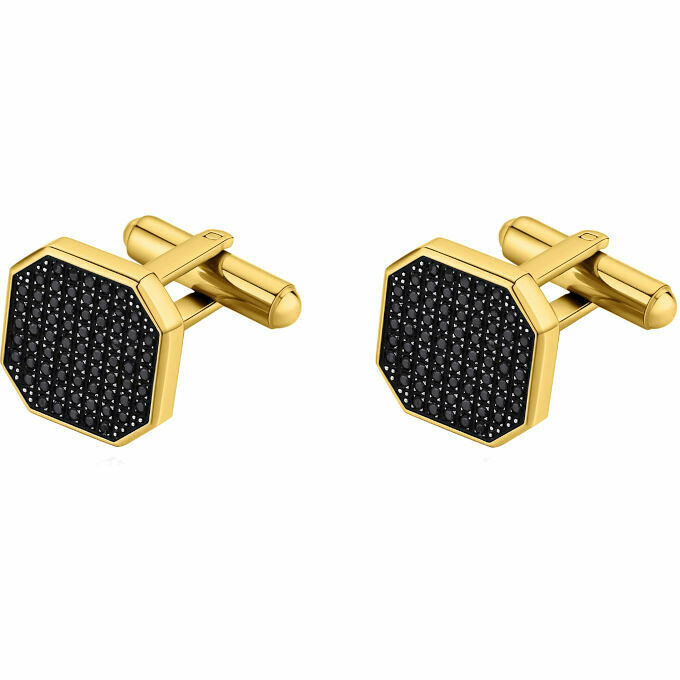 Brosway cufflinks in golden steel and black zircons