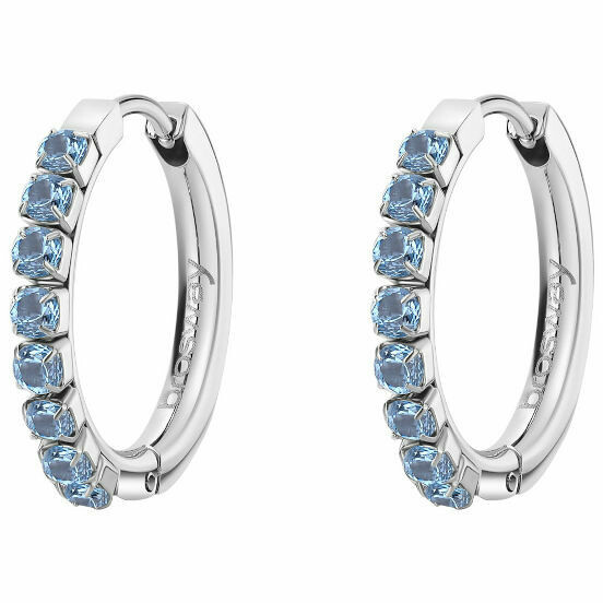 Brosway Desideri small hoop earrings in steel and blue zircons