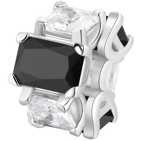 Brosway Fancy charm in silver and black and white zircons