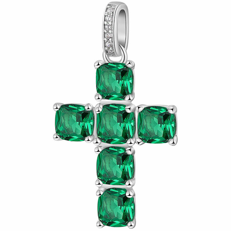 Brosway Fancy cross-shaped pendant with green zircons