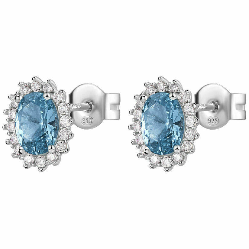 Brosway Fancy oval silver earrings with light blue and white zircons