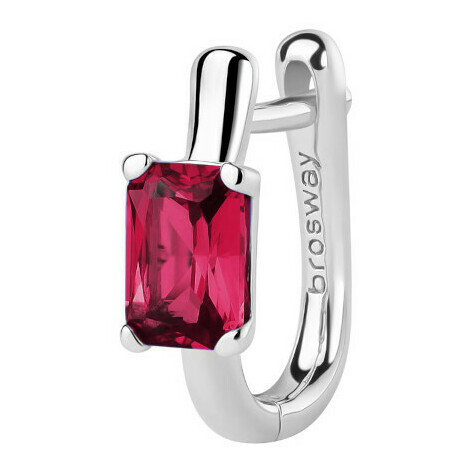 Brosway Fancy single earring in rhodium-plated silver and ruby red zircon