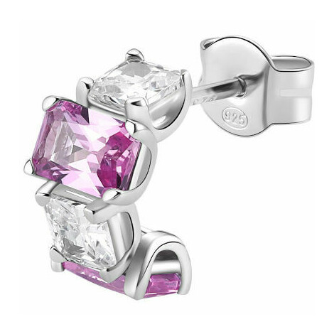 Brosway Fancy single earring in silver and white and pink zircons