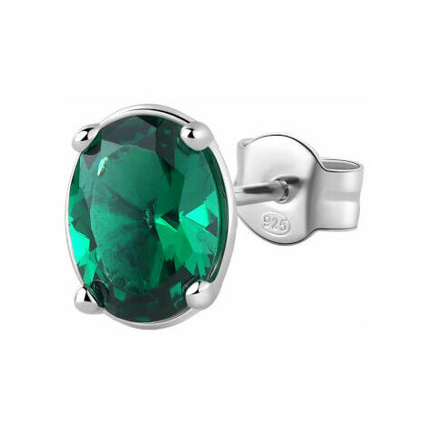 Brosway Fancy single lobe earring in silver and green zircon