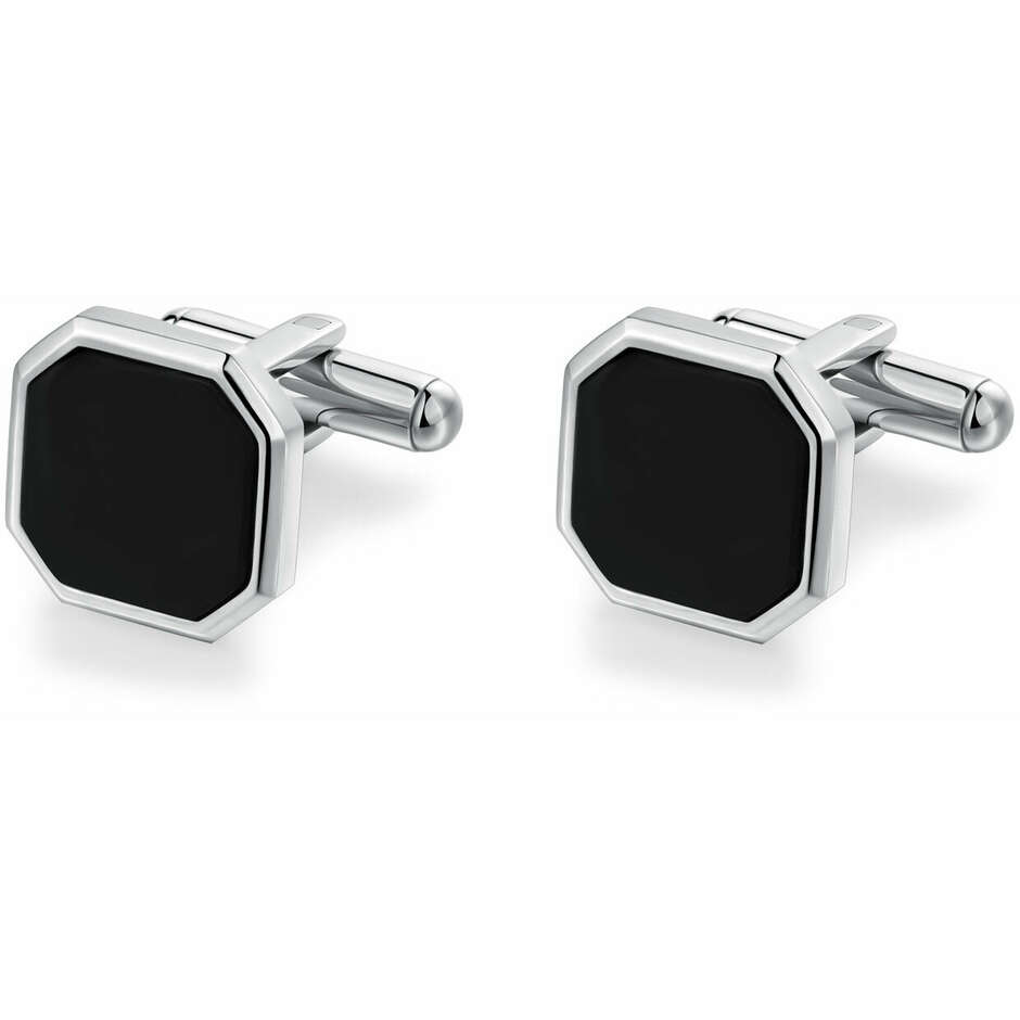 Brosway Ink cufflinks in steel and onyx