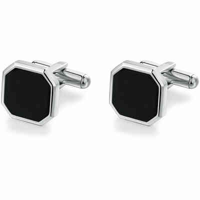 Brosway Ink cufflinks in steel and onyx Brosway Ink cufflinks in steel and onyx