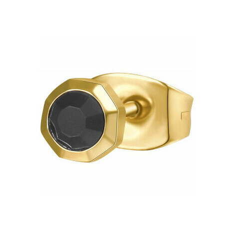Brosway Ink gold light point earring for men with black zircon