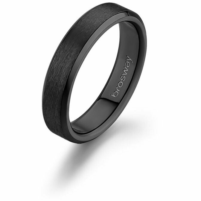 Brosway Ink men's band ring in black steel