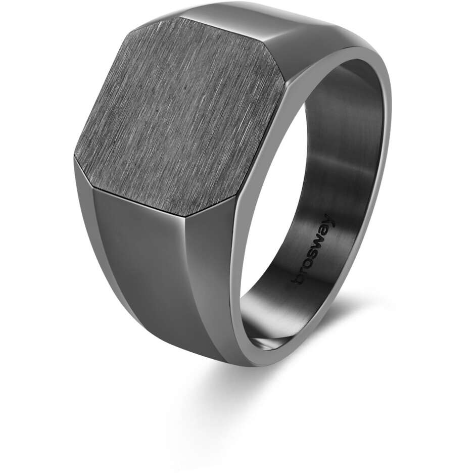Brosway INK Men's Signet Ring in Gun-colored steel