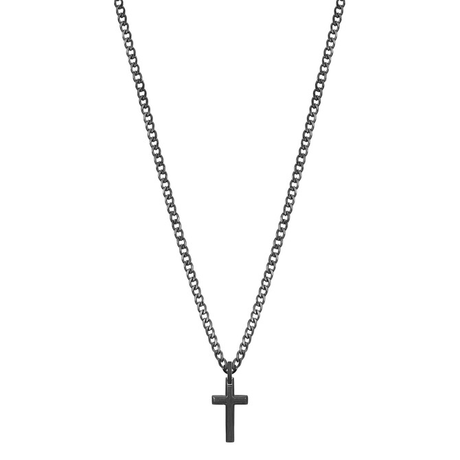 Brosway Men's INK necklace in steel pvd gun cross pendant
