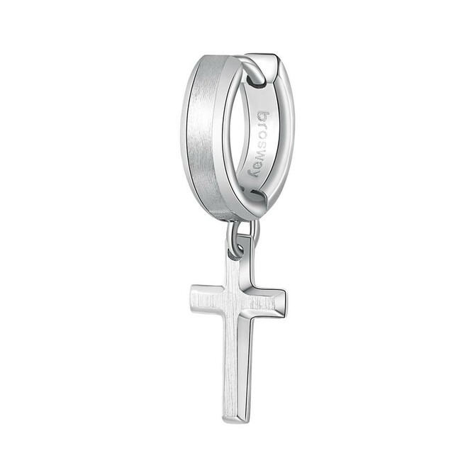 Brosway Men's INK single earring in steel with cross pendant