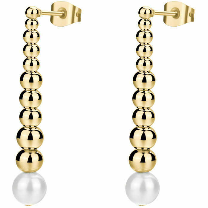 Brosway Perfect pendant earrings in gold-plated steel and pearl