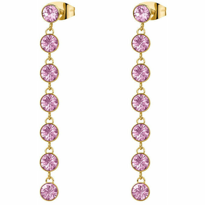 Brosway Symphonia pendant earrings in pink steel and crystals