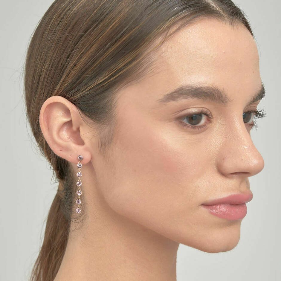 Brosway Symphonia pendant earrings in pink steel and crystals