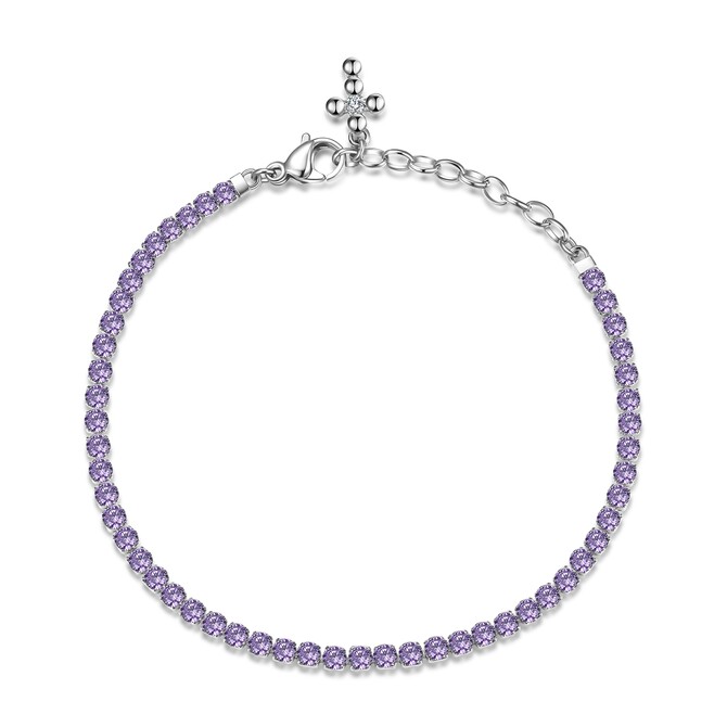 Brosway Tennis bracelet in steel and amethyst cubic zirconia with cross-shaped pendant